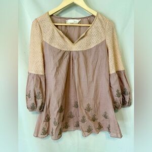 A'Reve Beige and Brown Tunic Top